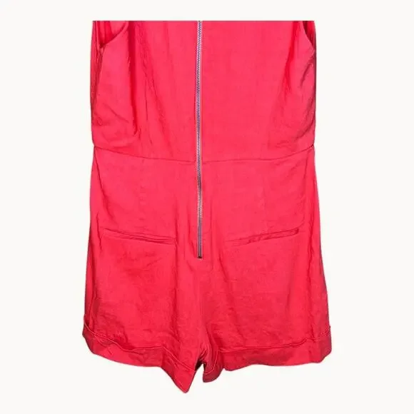 ALICE + OLIVIA Meritt Pleated Linen Romper in Chili Pepper Size 2 - Picture 6 of 9